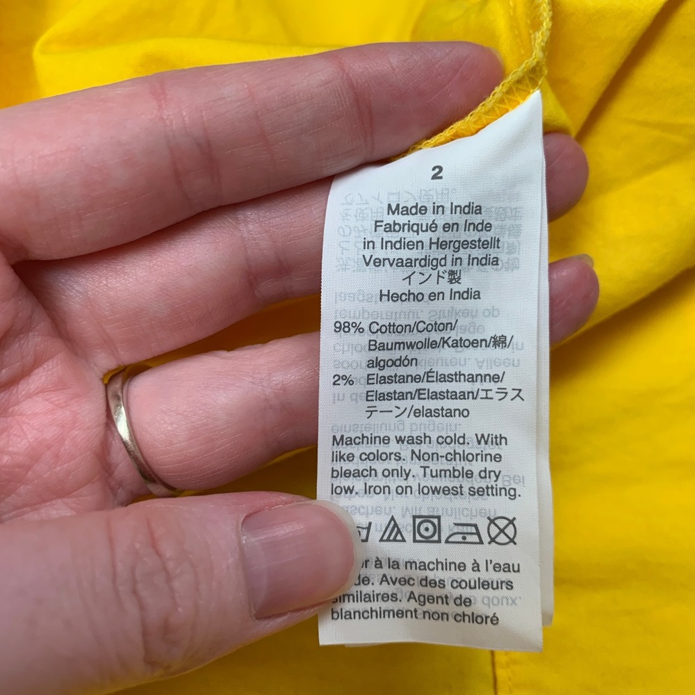 J.Crew Yellow Sleeveless Button Down Belted Shirt Dress AO046 Womens Size 2 NEW - Picture 7 of 7